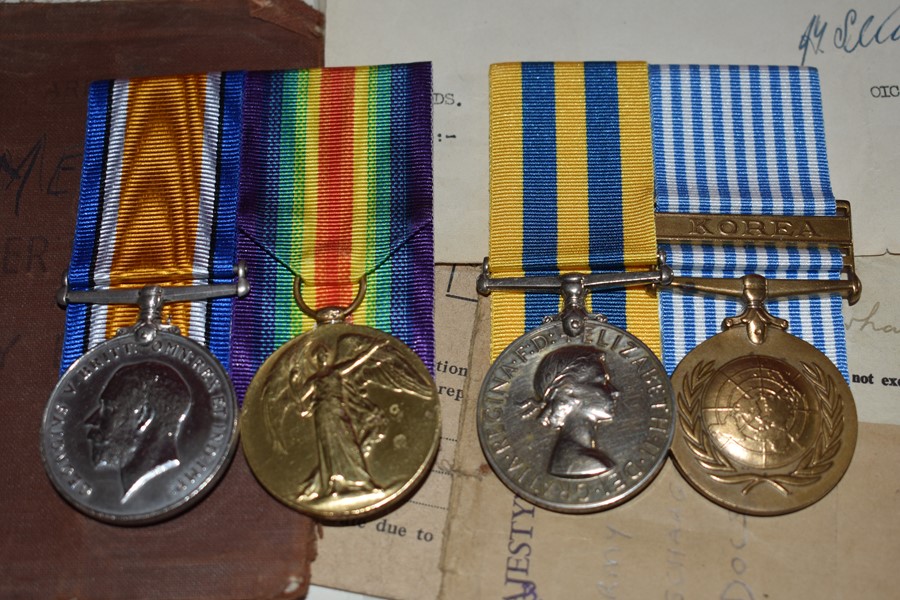 DURHAM LIGHT INFANTRY FATHER AND SON GROUP WW1 AND KOREAN WAR PAIRS